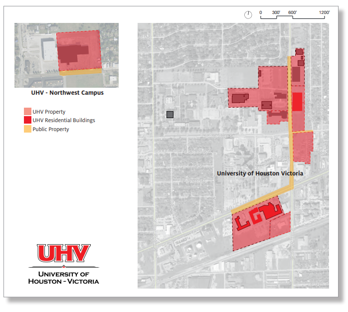 Map of UHV Campus Clery Geography