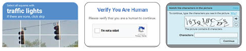 Three Legitimate CAPTCHA images
