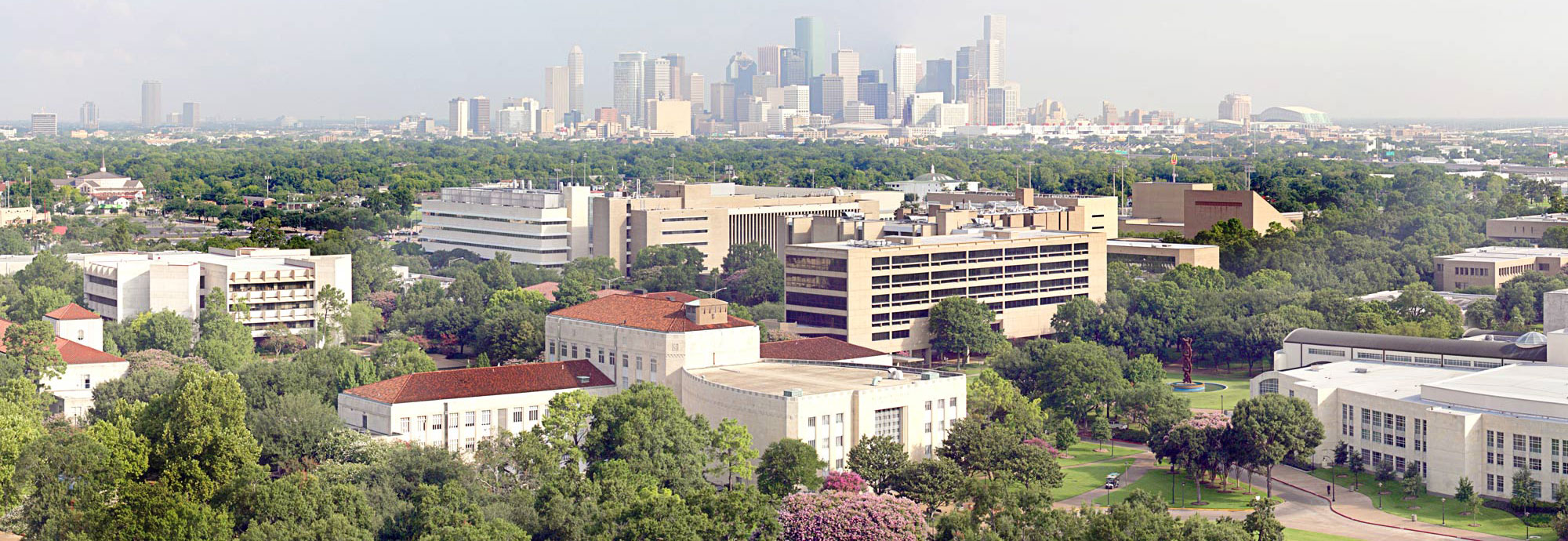 Aerial view of UH Campus with Houston Skyline